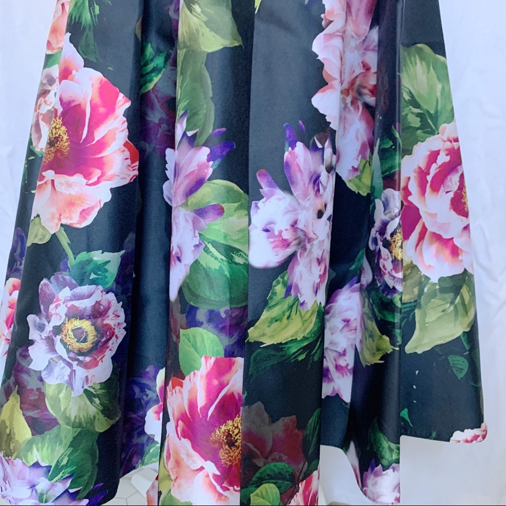 Adrianna Papell Floral Midi Dress - Black and Pink - Picture 8 of 10